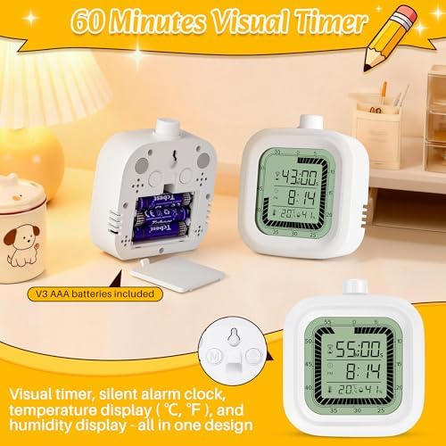 Visual Timer, 60 Minutes Countdown & Countup Timer, Digital Alarm Clock