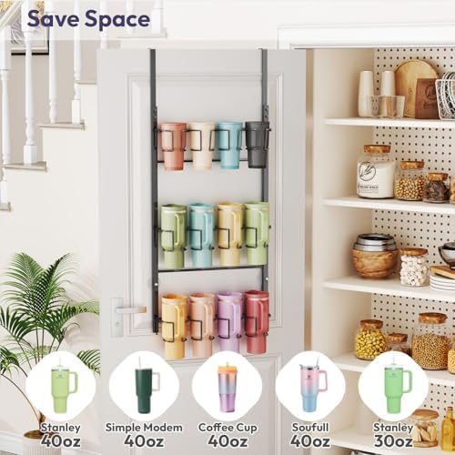 SWTYMIKI 3-Tier Water Bottle Organizer – Over the Door Stanley Cup Holder