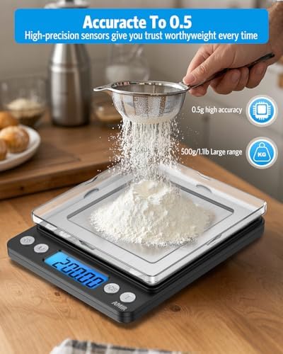 AMIR Digital Kitchen Scale, 500g/0.01g Mini Pocket Jewelry Scale, Cooking Food