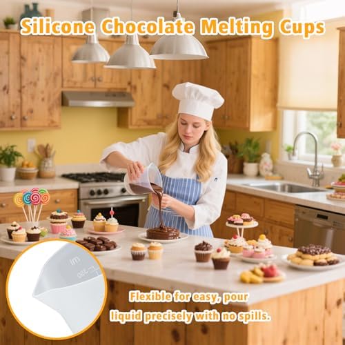 Palksky Silicone Cups for Melting Chocolate, Reusable Baking Supplies for DIY