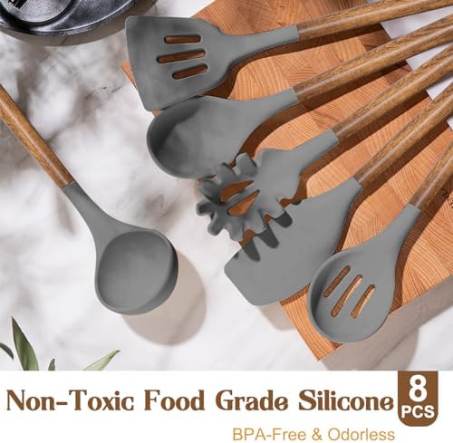 Umite Chef Silicone Cooking Utensil Set, 8-Piece Kitchen Utensils Set