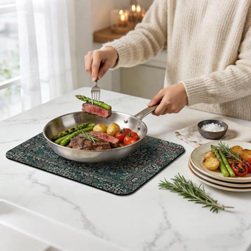Dish Drying Mat for Kitchen Counter 12x20 Inch, Boho Quick Dry Coffee Mat