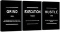 Framed Canvas Wall Art Success Quote, Office Wall Art, Black Large Poster, Positive Motivational Set of 3 Prints, Execute Failure Definition, Inspirational Print (B-3pcs,20x30inchx3pcs)