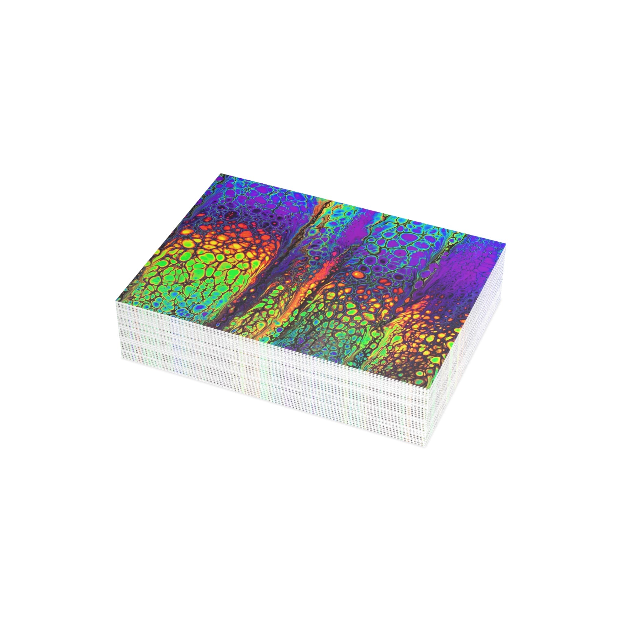 Bespattered Facade Neon Lava Greeting Cards | Sets of 1, 10, 30, or 50