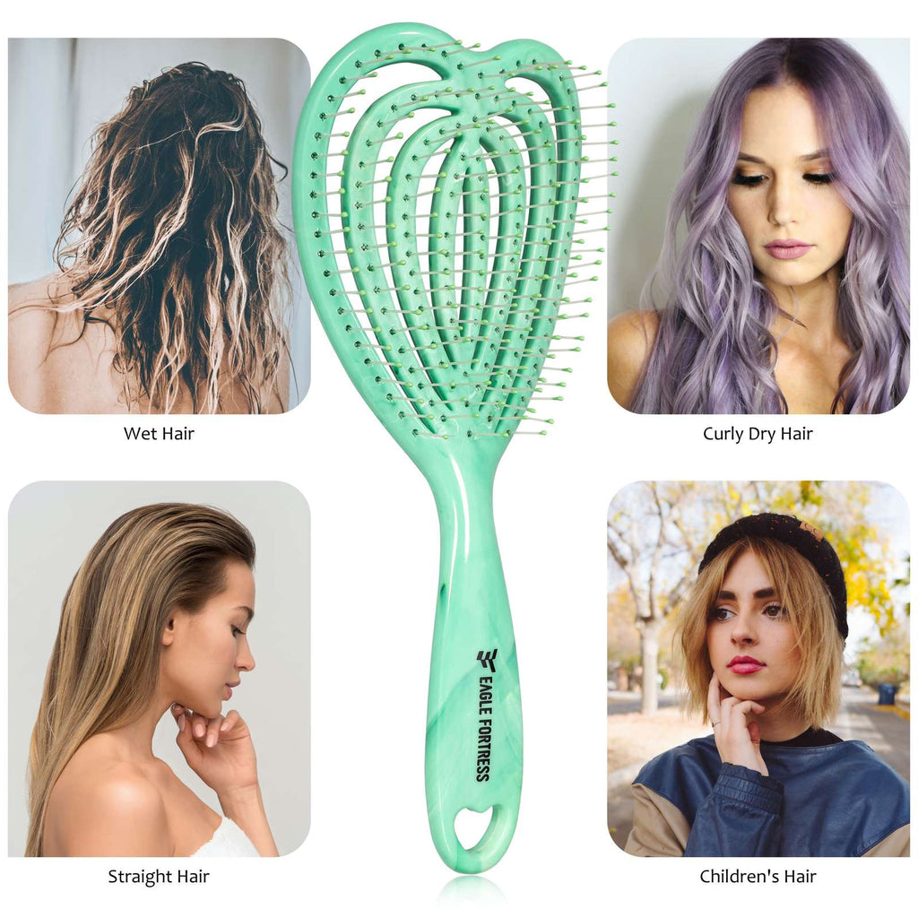 Eagle Fortress Curved Vented Hair Brush Green