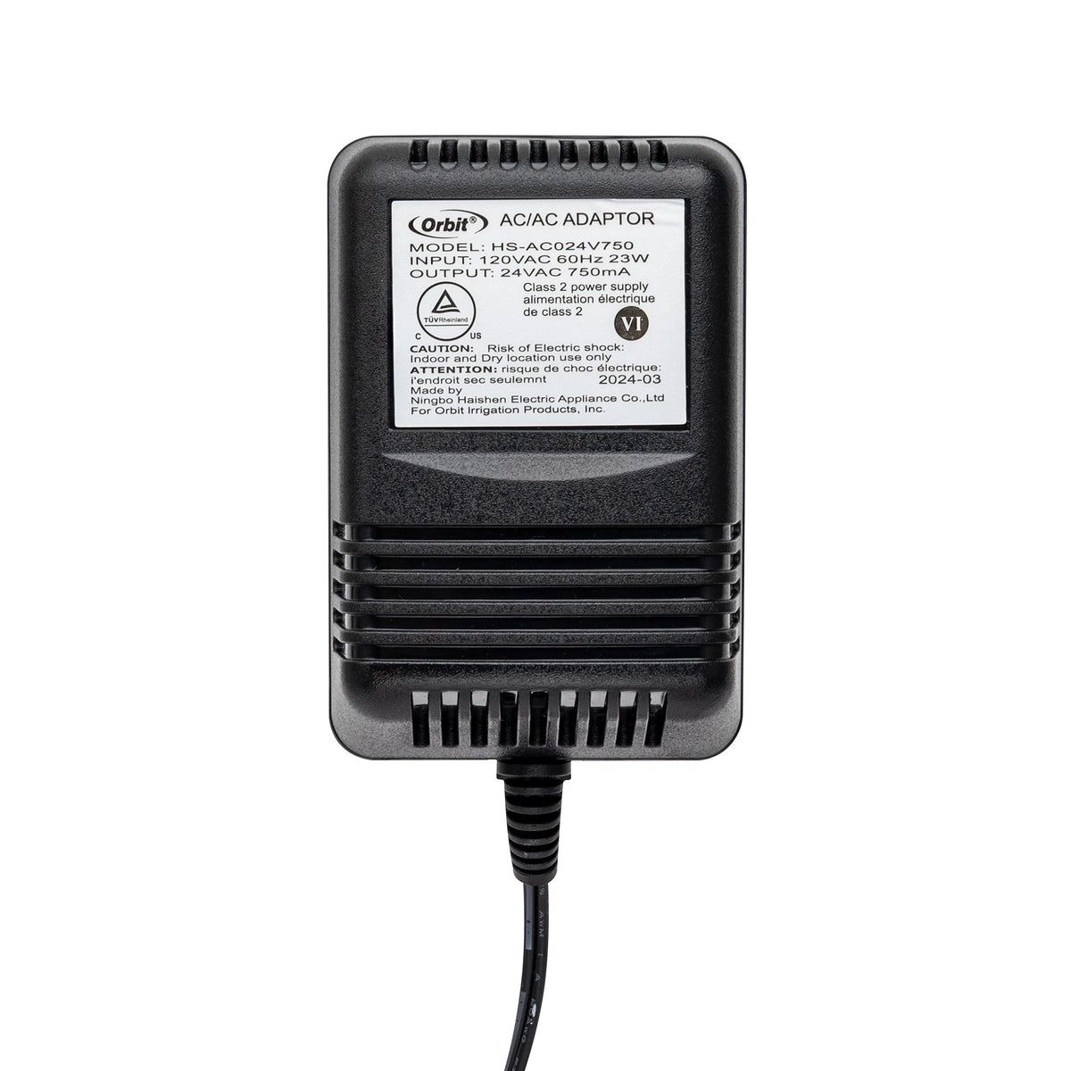 24V 750mA Transformer for Indoor Sprinkler Controllers 57040
