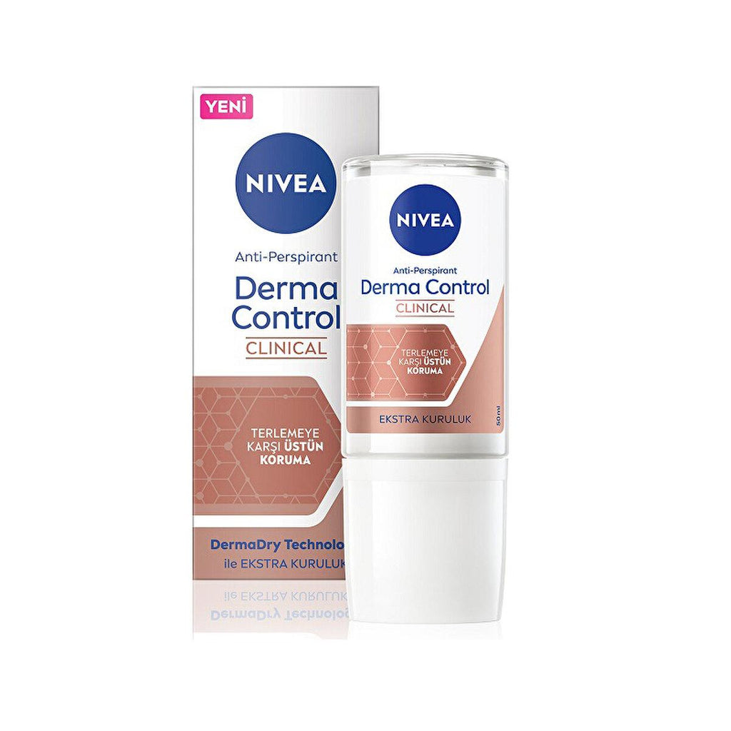Nivea Derma Control Clinical Women's Roll-on Deodorant: 96-Hour Sweat & Odor Protection, Vitamin C, Underarm Darkening Treatment, Sensitive Skin Approved