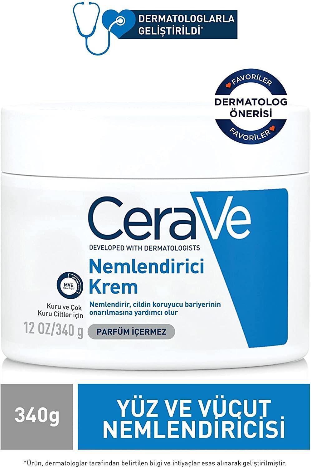 CeraVe Moisturizing Cream 340g - Hyaluronic Acid & Ceramide Rich, Fragrance-Free for Dry & Sensitive Skin