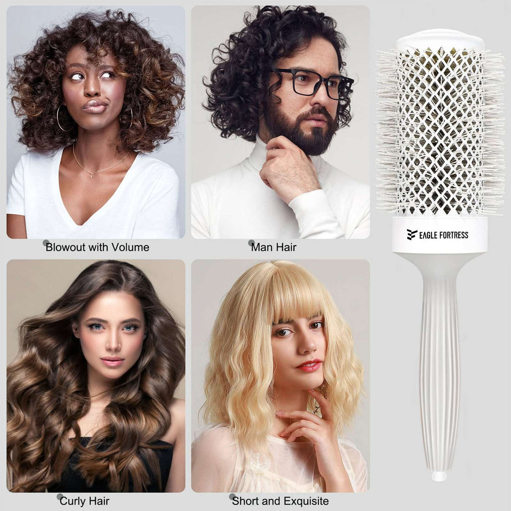 Eagle Fortress XL Ceramic + Ionic Round Hair Brush 2.09 in - Grey