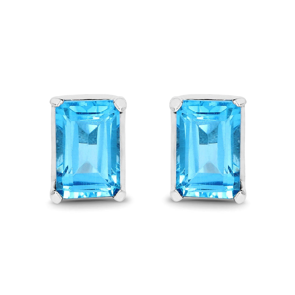 1.40 Carat Genuine Swiss Blue Topaz .925 Sterling Silver Earrings
