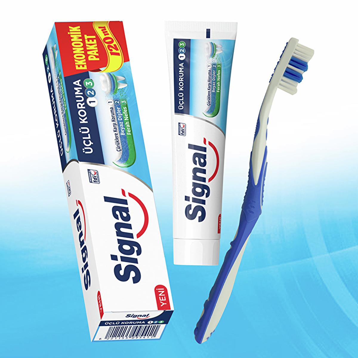 Signal Triple Protection Toothpaste with Fluoride - Natural Whitening, Mint Flavor - 4.06 fl oz