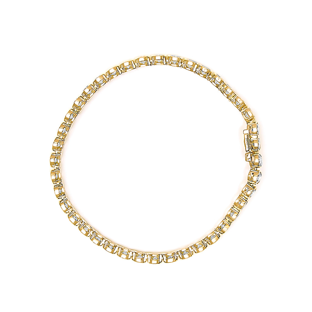 10K Yellow Gold 8.0 Cttw Bezel Set Round Diamond Tennis Bracelet