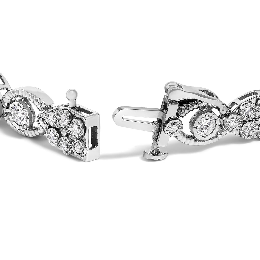 10K White Gold 2.0 Cttw Diamond Milgrain Cluster Link Bracelet