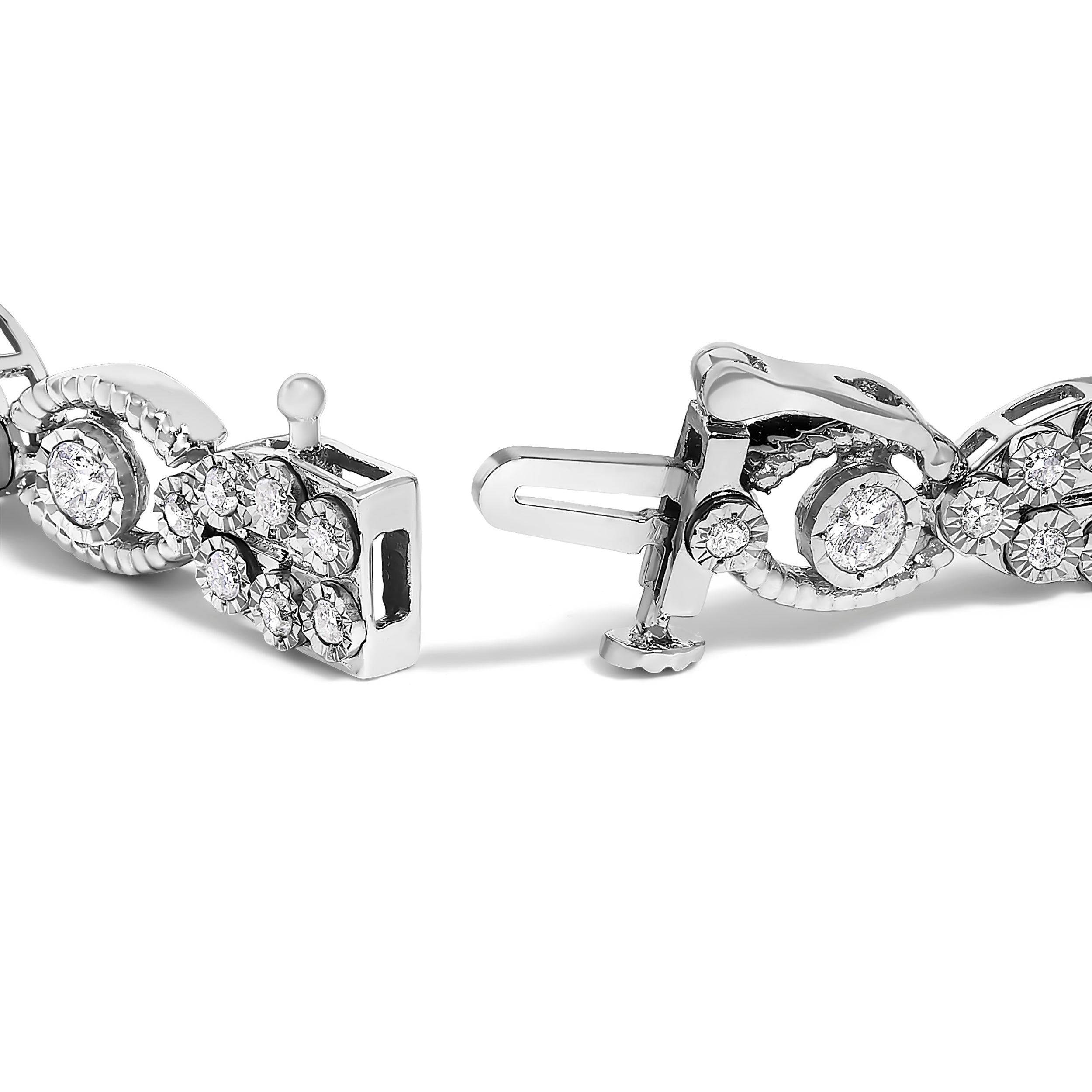 10K White Gold 2.0 Cttw Diamond Milgrain Cluster Link Bracelet