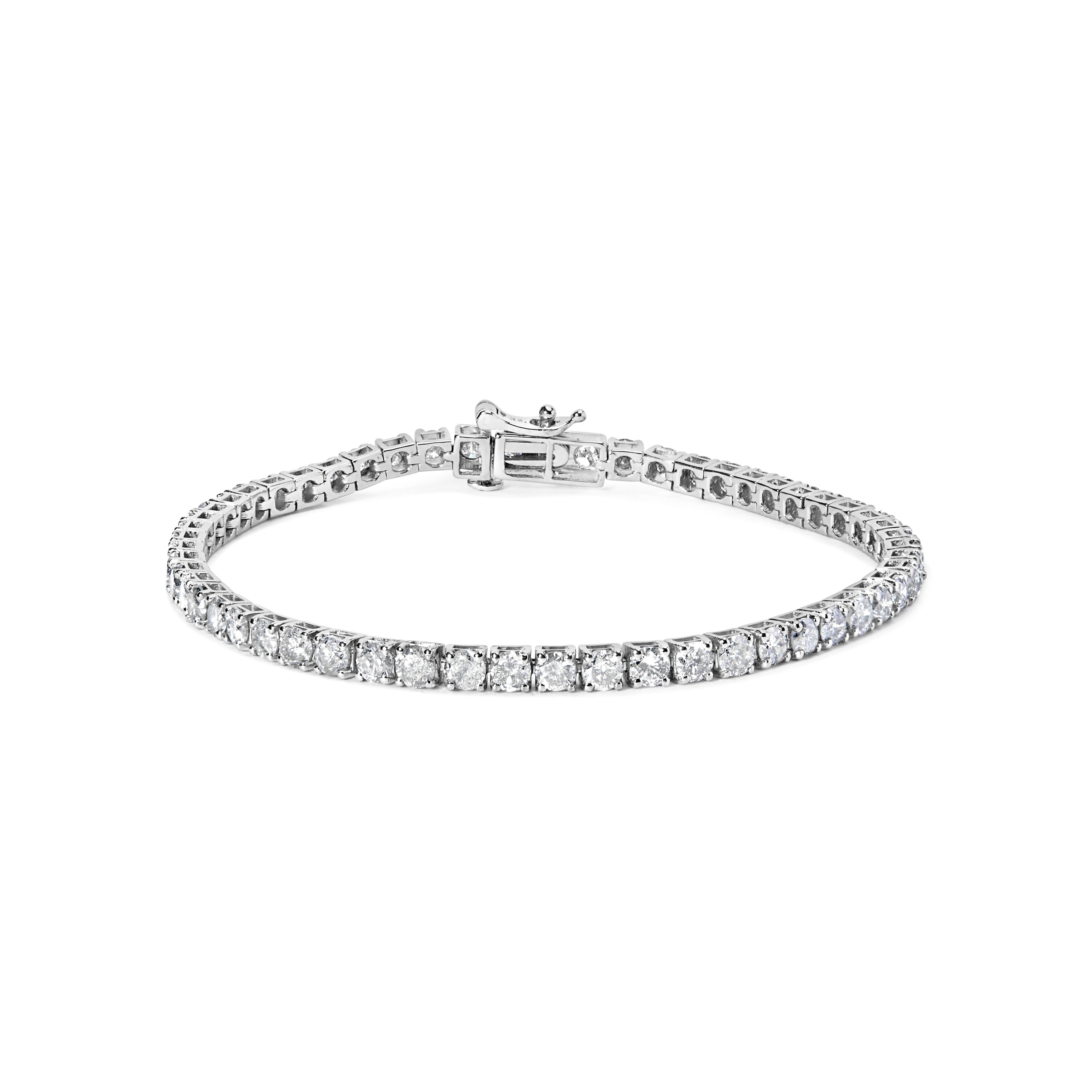 10K White Gold 6.00 Cttw Classic Natural Diamond Tennis Bracelet