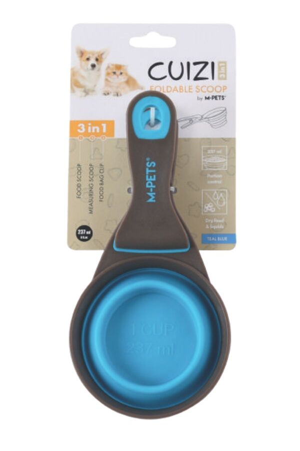 M-Pets Cuizi 3-in-1 Pet Food Measuring Scoop Blue 237ml