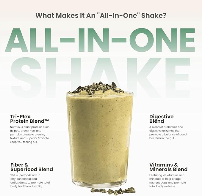 310 Nutrition All-In-One Meal Replacement Shake Powder - Plant-Based Protein Smoothie Blend w/High Fiber, Probiotics & Adaptogens - Low Carb, Vegan, Keto & Paleo Friendly - Gingerbread - 28 Srv