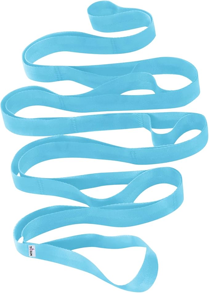 TECEUM Stretching Strap for Yoga & Physical Therapy – 10 Loops – Non-Elastic Leg Stretch Straps for Stretching, Exercising, Pilates, Post-Injury Rehabilitation for All Levels – Men & Women