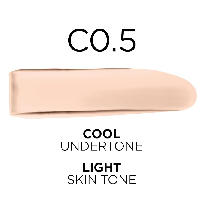 L'Oreal Paris True Match Super-Blendable Foundation, Medium Coverage Liquid Foundation Makeup, C0.5, Light, 1 Fl Oz