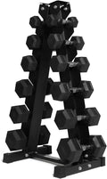 RitFit 5-650 LBS PVC Encased Hex Dumbbell Sets with Optional Rack for Home Gym, Hand weight with Chrome Handle for Strength Training, Workouts