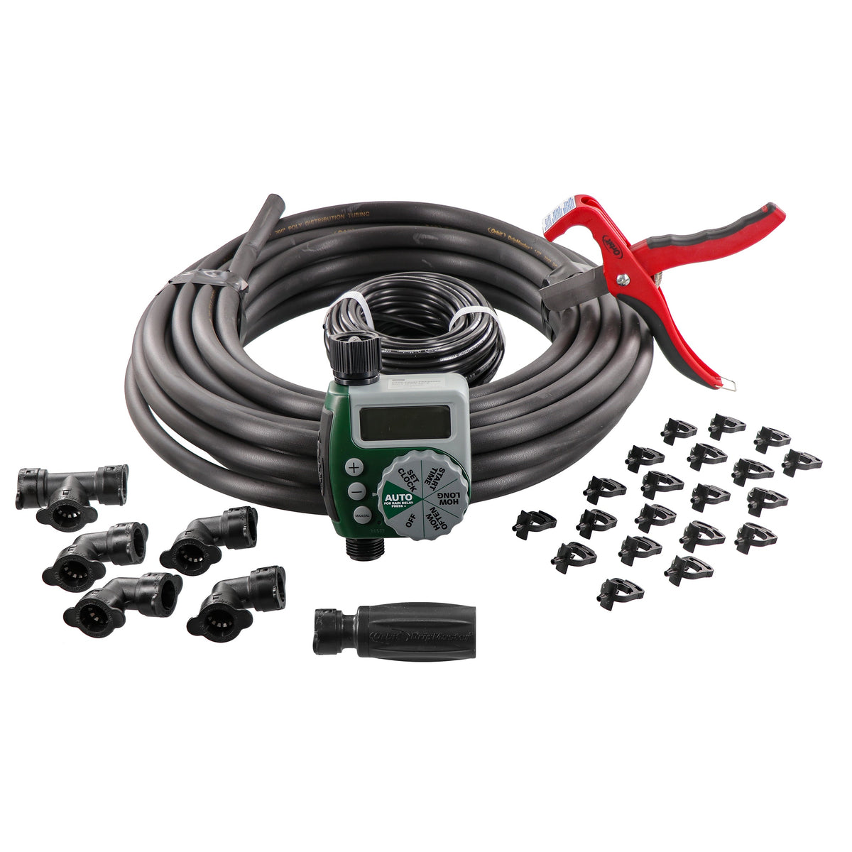 Garden Box Drip Irrigation Watering Kit with 1-Outlet Digital Hose Faucet Timer 61014