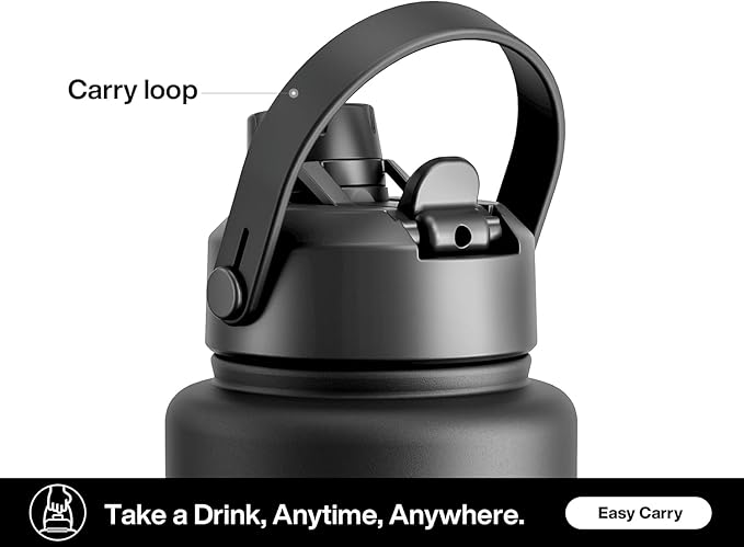 40 oz Insulated Water Bottle with 2-in-1 Straw and Spout Lid, Keep Cold 24H, Leak-Proof, BPA-Free, Double Wall Stainless Steel Water Bottle for Sports, Gym, Trip, and School (Monarch Butterfly)