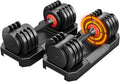 VEICK 25/55 lbs Adjustable Dumbbell with Anti-Slip Turning Handle, Fast Adjust Weight for Men Women, Exercise Equipment with Tray for Home Gym Full Body Workout Fitness