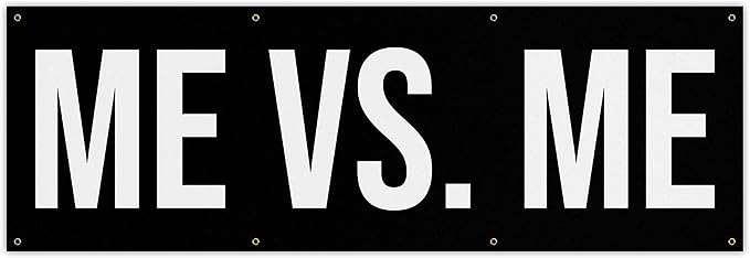 Damdekoli Me Vs Me Banner - Motivational Home Gym Decor - Large Quote Wall Art - Weightlifting - Inspirational (84 x 28 Inches)