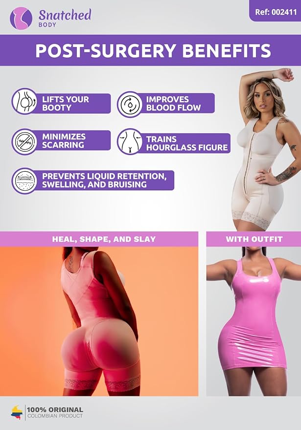 Snatched Body - Women's Stage 2 Faja Colombians with Bra Shapewear - BBL Post Surgery Garment - Reductoras Moldeadoras