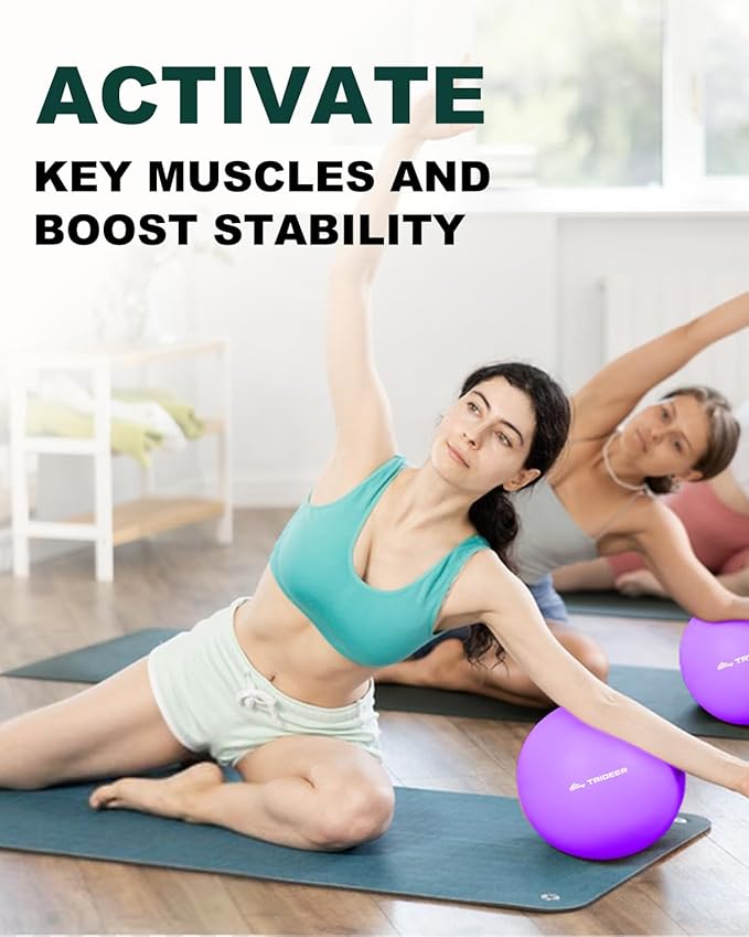 Trideer Pilates Ball 9 Inch, Small Exercise Ball with Exercise Guide for Yoga, Core Training, Physical Therapy, Balance, Stability, Stretching