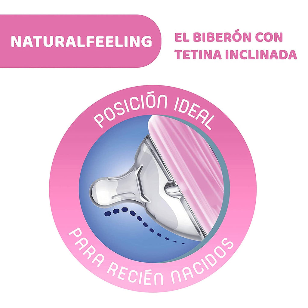 Chicco Natural Feeling Baby Bottle 250ml - Baby Feeding Bottle for Newborns & Infants 2 Months+