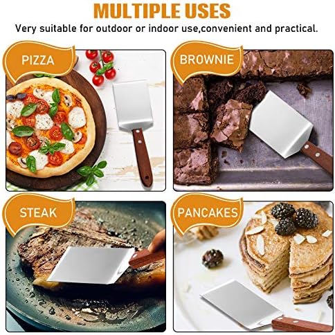 Newtay 2 Pcs Metal Small Spatula Wooden Handle Cookie Baking Scraper Turner