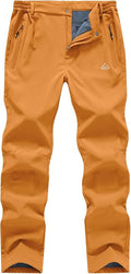 Gopune Men's Snow Ski Waterproof Softshell Pants Outdoor Windproof Warm Hiking Insulated Pants