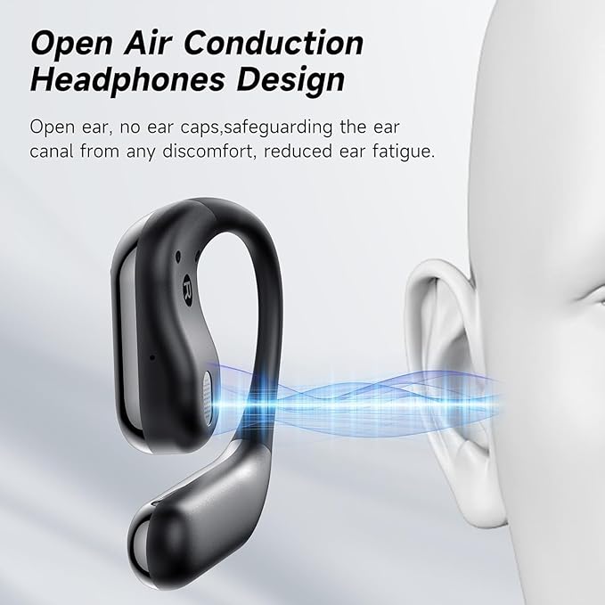Open Ear Earbuds Intelligent Touch Screen Ultra Comfort Bluetooth 5.4 Headphones Over The Ear Earphones with Ear Hooks IPX7 Waterproof Bone Conduction Earbuds for Running Fitness Sport Workouts,Grey3
