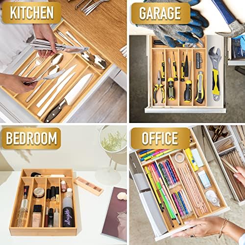 Besilord Silverware Organizer Kitchen Drawer Organizer Utensil Organizer Bamboo