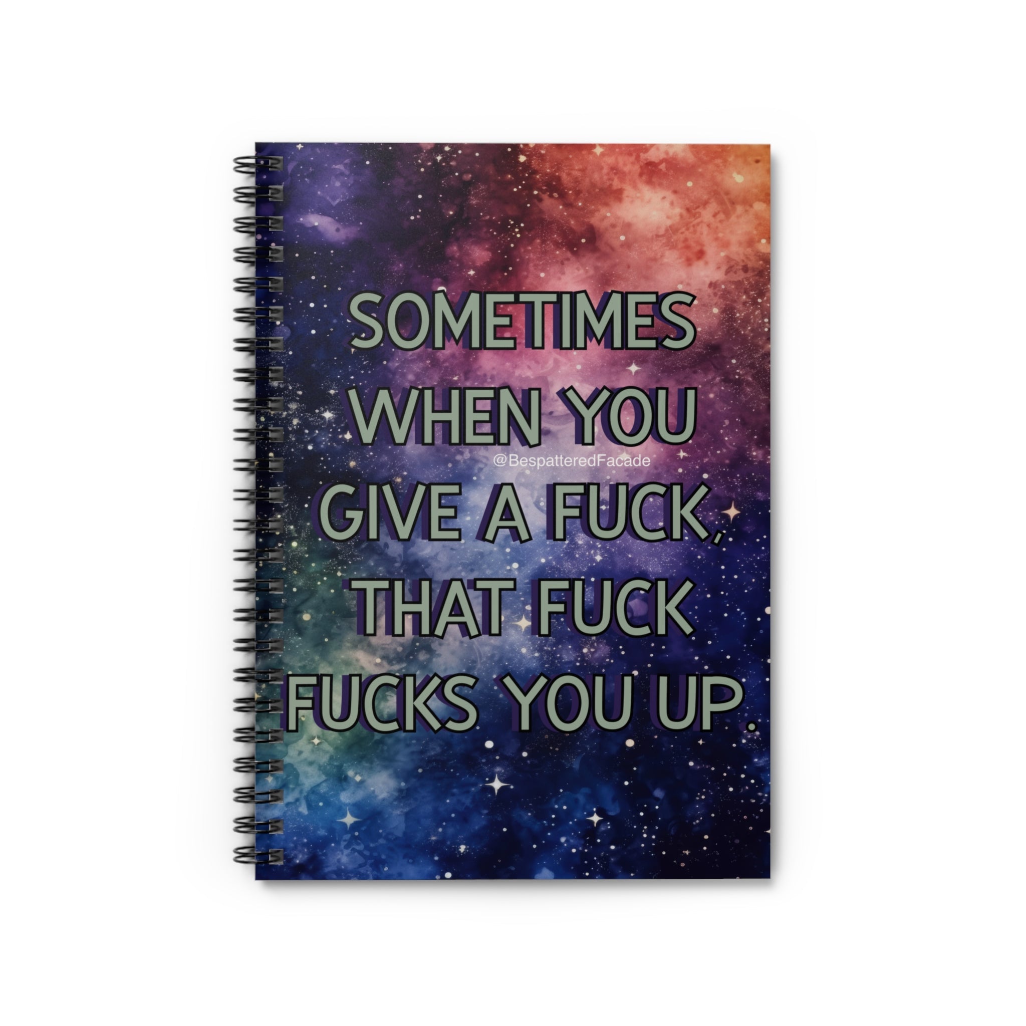 Bespattered Facade Rainbow "Give a F*ck" Spiral Notebook - Lined Pages