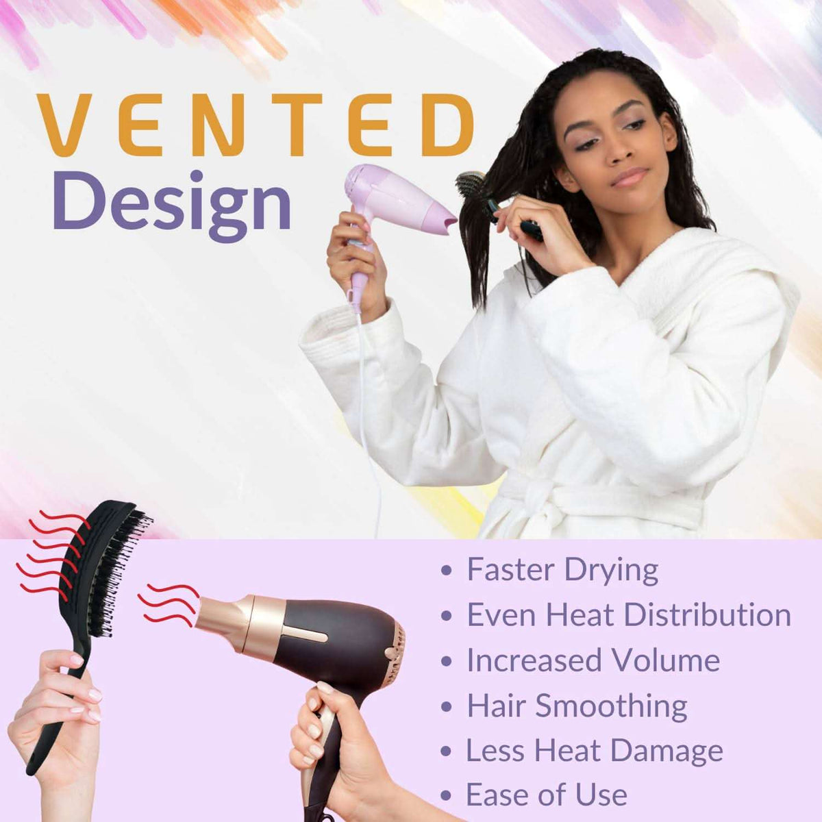 INATEKPRO Curved Vented Boar Bristle Detangler Brush - RED | MEDIUM