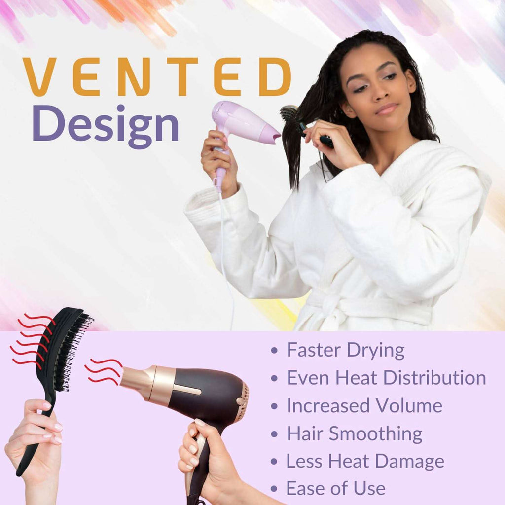 INATEKPRO Curved Vented Boar Bristle Detangler Brush - WHITE | LARGE