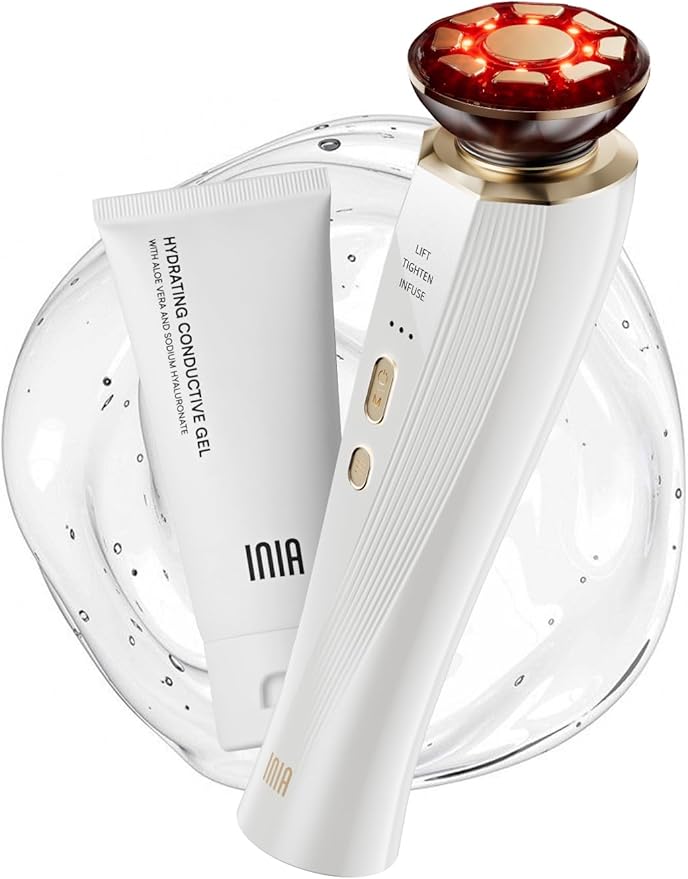 INIA 3-in-1 Red Light Therapy for Face and Neck Facial Massager True Beauty Glow Device, Lifting & Firming Skincare Tool