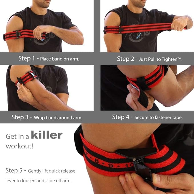 Bands Blood Flow Restriction Bands for Arms Legs & Glutes Extra Wide 2" Straps for Occlusion Training Quick-Release Elastic Strap Ideal for Muscle Growth Without Heavy Weights