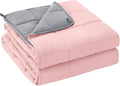 yescool Weighted Blanket for Adults (25 lbs, 60" x 80", Pink Grey) Cooling Heavy Blanket for Sleeping Perfect for 240-260 lbs, Queen Size Breathable Blanket with Premium Glass Bead, Machine Washable