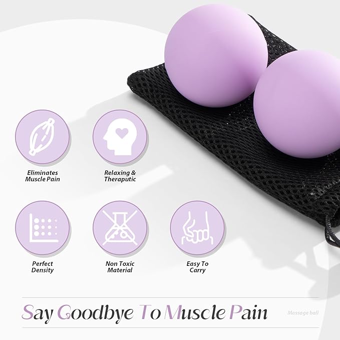 Massage Lacrosse Balls for Myofascial Release,Yoga Deep Tissue Massage,Trigger Point Therapy and Foot Plantar Fasciitis,Muscle Soreness Massager Ball (2 Packs) (Yellow)