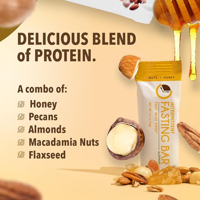Prolon Fast Bars | Keto, Gluten Free, Dairy Free, Plant Based Protein, Intermittent Fasting Bars | Developed to Not Break Your Fast | Nuts & Honey, 24 Ct