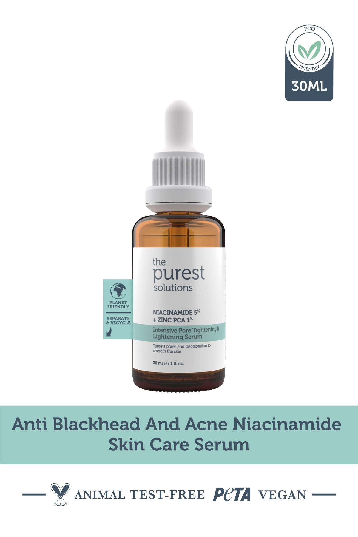 The Purest Solutions Pore Tightening and Lightening Serum 30ml - Niacinamide 5% + Zinc PCA 1% for Smoother, Even-Toned Skin