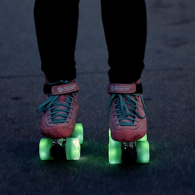 Bont Skates - Glow Light Up LED Quad Roller Skate Wheels - Recreational Street Outdoor Skating - 62x35mm 83A - Set of 4 wheels (Cherry Blossom Pink)