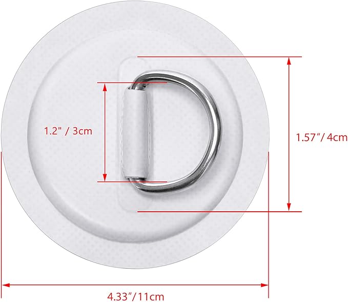 TOBWOLF 6 Pack Stainless Steel D-Ring Patch for Inflatable Boat Kayak Dinghy SUP, D-Ring PVC Patch Stand-Up Paddleboard Canoe Rafting Accessories, NO Glue Included