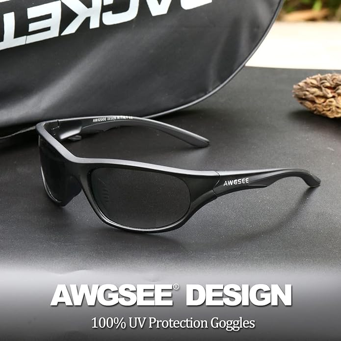 Polarized Sports Sunglasses for Men,TR90 Unbreakable Frame Sunglasses for Fishing Driving Cycling UV400 Protection