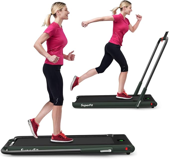 GYMAX Walking Pad, 2 in 1 Free Installation Under Desk Treadmill with Smart App, Remote Control & LED Display, 2.25HP Foldable Portable Compact Running Machine for Small Spaces Home Office