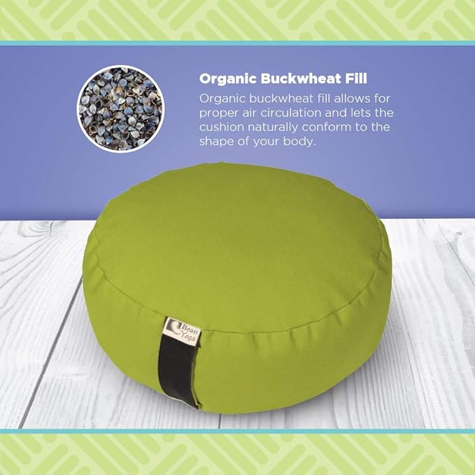 Bean Products Zafu Meditation Pillows for Sitting on Floor, Yoga Cushion, Cotton/Buckwheat Fill Yoga Pillow, Zafu Meditation Cushion, Zen Kneeling Prayer Pad- Made in USA - 14" Round - Orchid
