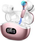 Wireless Earbuds, Bluetooth Headphones 5.3 HiFi Stereo Ear buds with ENC Noise Cancelling Mics, 40H Bluetooth Earbuds with LED Display Charging Case, IP7 Waterproof Earphones for Android iOS, Rosegold
